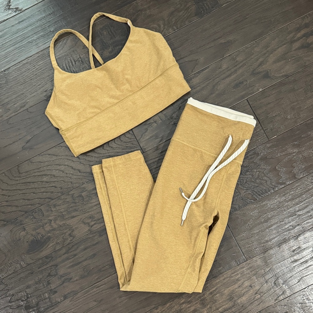Vuori Mustard Leggings and Bra Set